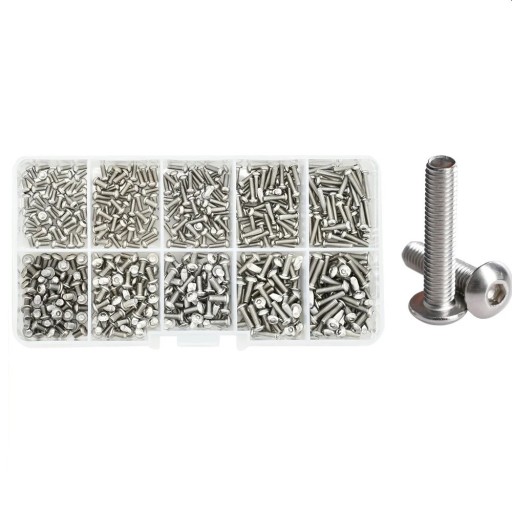 500 ks sada šroubů M2 a M2.5 válcová hlava nerezová ocel stříbrná barva různé velikosti pro přesné montážní práce