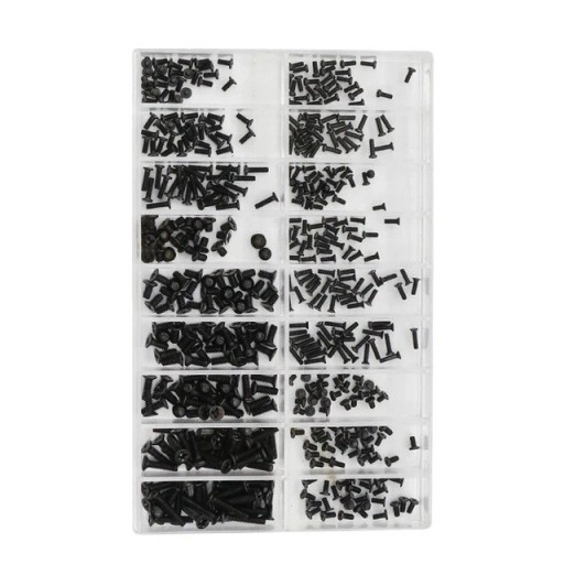 500 Stück Mini-Schrauben flach, Pan und dünner Kopf 1.2–2.0 mm schwarze Set zur Reparatur von Laptop, Handy und Brillen