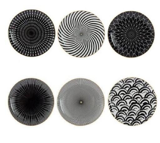Keramisk tallrik med ornament 6 st.
