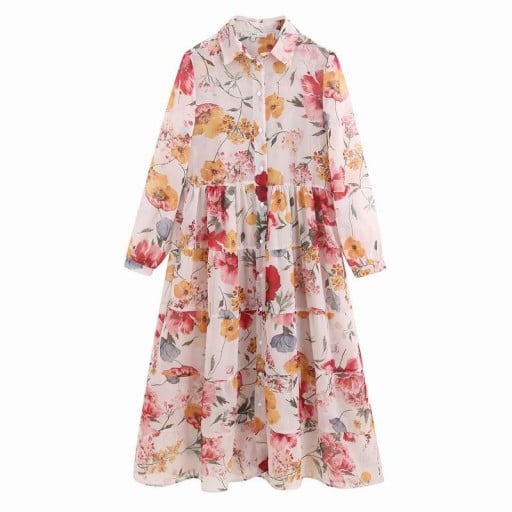 Skjortklänning med blommor