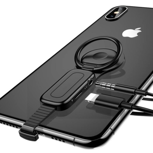 Lightning till 3,5 mm jack / Lightning splitter med hållare
