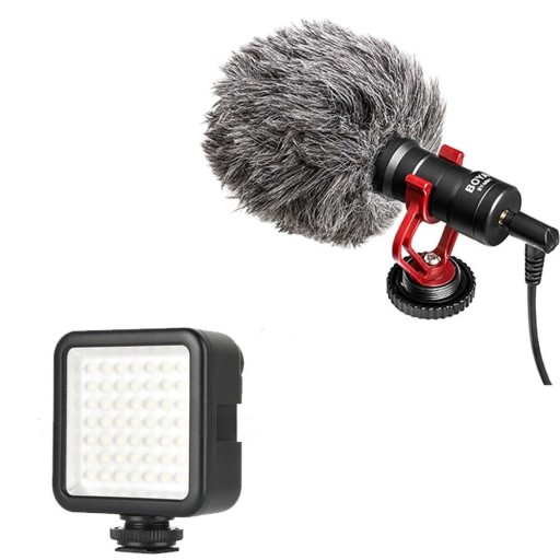 Kameramikrofon med LED-ljus
