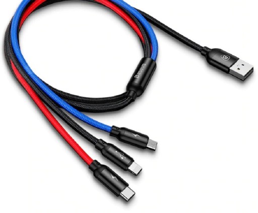 USB till Micro USB / USB-C / Lightning laddningskabel K584