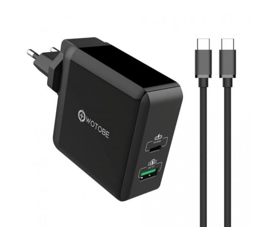 2-ports laddare med USB-C-kabel
