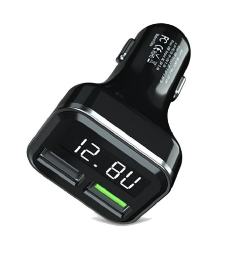 Dubbel USB-billaddare med display K822