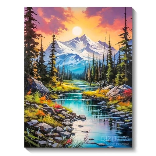 5D Diamant Schilderij 30x40cm Berglandschap met Meer Mozaïek Borduurwerk DIY Kit Volledige Ronde Strass Steentjes Handgemaakte Decoratie Huis Kunst