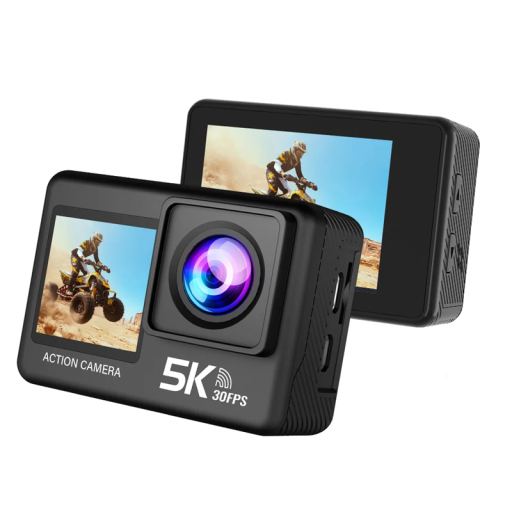 5K akční kamera s rozlišením 4K60FPS Vodotěsná do 30 m 2" dotykový displej Wi-Fi připojení 170° širokoúhlý objektiv Sportovní kamera