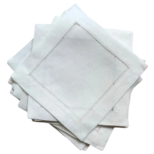 6 buc Lâna de masă 20 x 20 cm cu margine brodată hemstitch Servete de masă din bumbac și in Servete elegante pentru servire