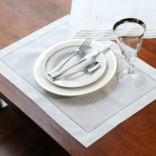 6 buc Lângă textile 35 x 50 cm Cu margine cusută hemstitch Servete textile din bumbac și in Servete elegante pentru mese festive