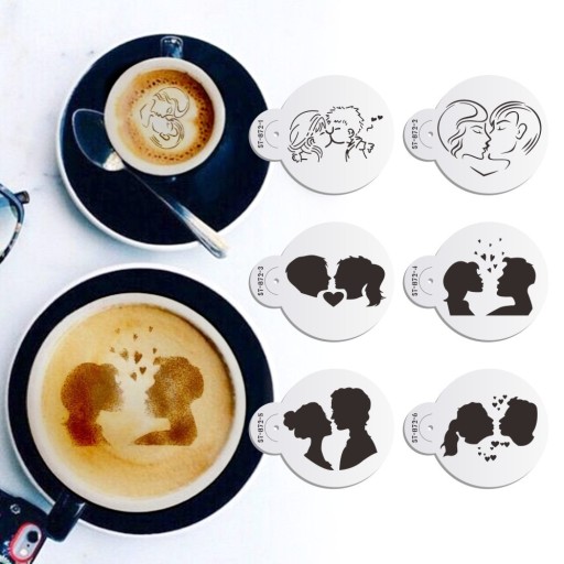 6 buc Șabloane pentru decorarea cafelei pentru îndrăgostiți