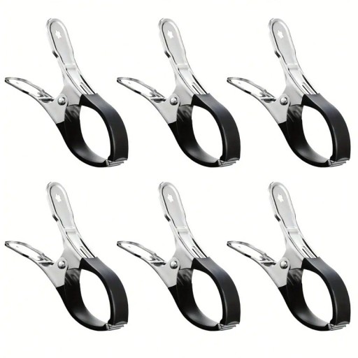 6 cleme pentru prelată de piscină 6,5x2x12 cm Cleme cu arc rezistente la vânt din oțel inoxidabil cu mânere albastre Fixare durabilă cu prelată