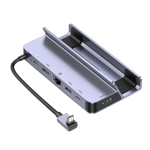 6-in-1-Dockingstation für Steam Deck 15,7 x 7,2 x 3,1 cm HDMI 4K 60Hz PD 100W USB-C USB-A RJ45 1000 Mbit/s Rutschfester Ständer Gigabit-Ethernet