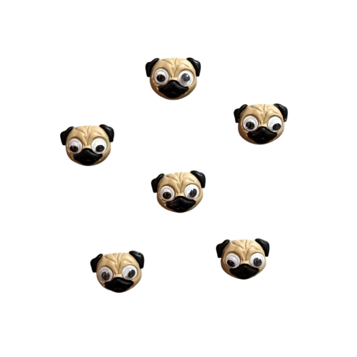 6 ks Magnetky mopsíci dekorativní mini magnety 2,3×1,7 cm detailní provedení realistický vzhled na lednici nástěnku dekorace