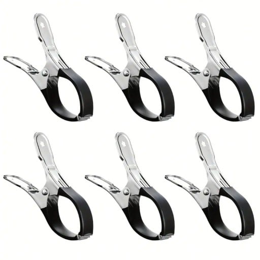 6 pcs de clipes para cobertura de piscina 6,5x2x12 cm Clipes de mola em aço inoxidável à prova de vento com cabos azuis Fixação resistente