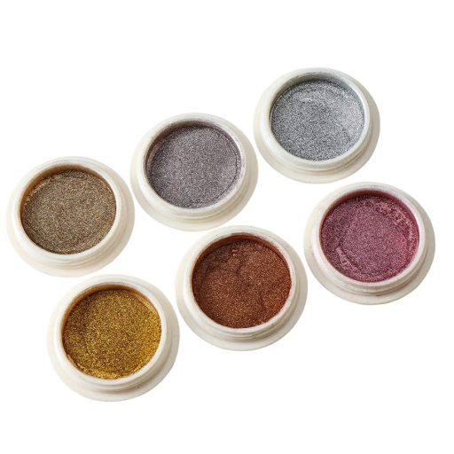 6 pcs Metallic Nail Powder Chrome Effect Mirror Shine Nail Art Pigment UV TOP COAT Fixative Manicure