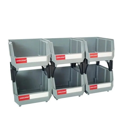 6 piezas Caja de plástico apilable para tornillos y piezas 7,6 x 10,5 x 13,5 cm Caja de almacenamiento organizador de herramientas Sistema