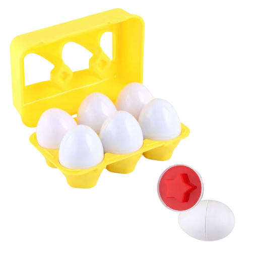 6 piezas de huevos educativos sensoriales 4,5 x 5 cm Clasificación de formas en caja de plástico Cruz Corazón Estrella Desarrollo de la motricidad y coordinación para niños 3+