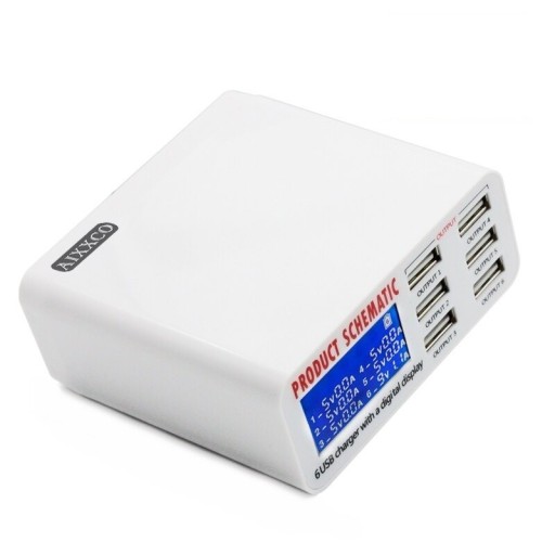 6-ports ladestation med display