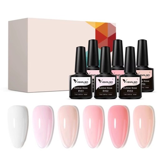 6 st gel lacker 7,5 ml Gummibas Rubber Base utan HEMA och TPO UV LED semi-permanent kollektion med hållbarhet på 3 veckor