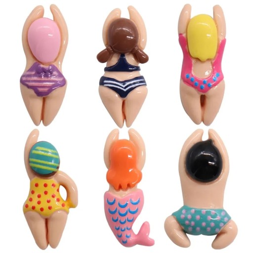 6 st mini figurer av simmare dekoration 2–3 cm PVC prydnader för skor och tillbehör för att klistra på för att anpassa skor och små föremål