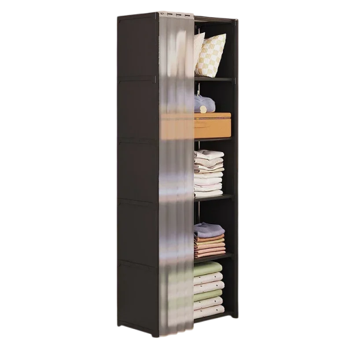 6-stufiger Kleiderschrank mit Hängemöglichkeit 40 x 28 x 155 cm Textiler Aufbewahrungsschrank mit Stahlrahmen Vliesstoff Kleiderschrank für Kleidung und Schuhe im Schlafzimmer