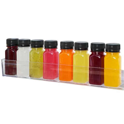 6 stuks PET flesjes voor dranken 60 ml Plastic flessen van voedselveilig PET met schroefdop voor huisgemaakte sappen, smoothies en dranken