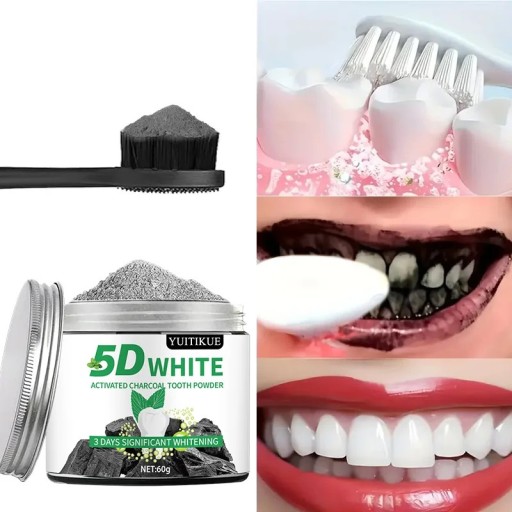 60 g Polvere sbiancante per denti con carbone di bambù Carbone attivo cura orale alla menta Rimozione delle macchie Polvere naturale per denti più bianchi