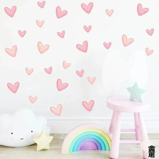 60 pz Adesivi Rosa a Forma di Cuore PVC Decorazioni per Pareti Mobili Stanza dei Bambini Matrimonio San Valentino Decorazioni Romantiche