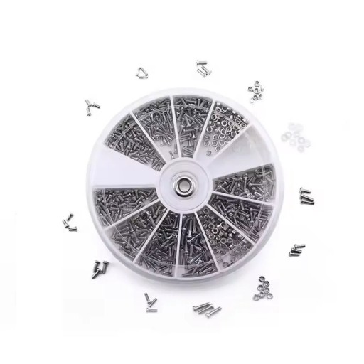 600 ks sada mini šroubků a matic M1–M1.6 poniklované železo stříbrná sada pro opravy brýlí elektroniky a kutilské projekty