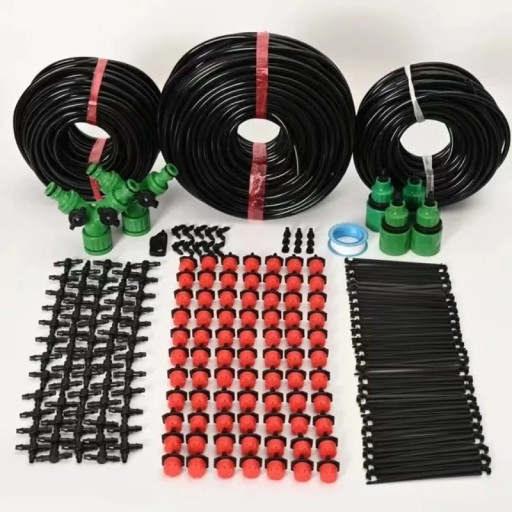 60m Irrigation System Set with 246 Accessories for 4/7 mm Hose for Drip Irrigation of Gardens