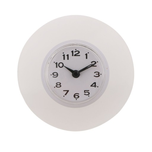 Klocka för badrum med sugkopp Analog urtavla med arabiska siffror Silikon och PVC Mått 87 x 25 mm Inklusive knappbatteri R44