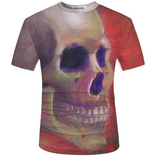 Herr 3D T-shirt med dödskallemönster
