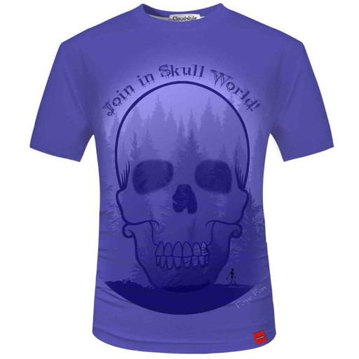 Herr 3D t-shirt i lila med dödskalle