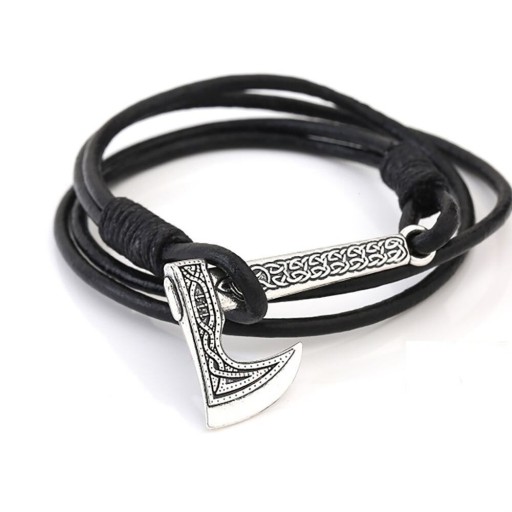 Läderarmband för män med yxa