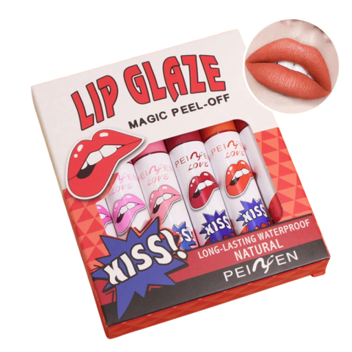 6er-Set Peel-Off-Lipglosse 2 g Lipgloss Langanhaltender Effekt Leicht zu entfernen Kein Verkleben Verschiedene Farbtöne für jeden Tag