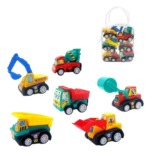 6ks mini stavební autíčka pro děti Inerciální sada nákladních vozů a tažného auta Kreslené hračky Strojírenský set Barevná vozidla