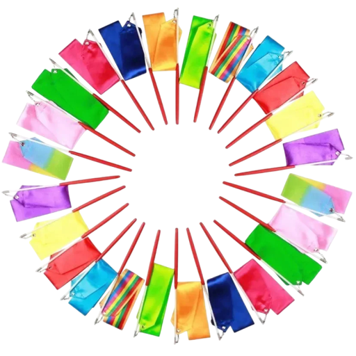 6M Colourful Dance Ribbon for Gymnastics and Ballet with Rainbow Twirling Stick 29 cm Rhythmic Ribbon Artistic Dance Sports Training