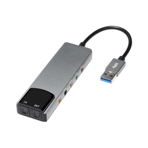 6v1 USB externá optická zvuková karta Hliníkový audio adaptér pre notebook Mikrofón Slúchadlá Stereo výstup Multikanálový prevodník