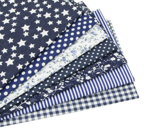 7 stk bomuldsstof 25 x 25 cm