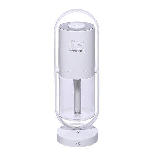 Aromalampa och luftrenare med färgglad ljusprojektion Lutande kropp i oval ram Genomskinlig tank på 200 ml Strömförsörjning via USB