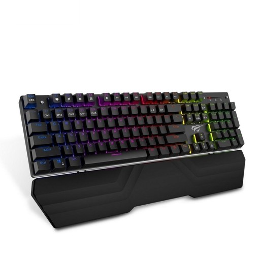 Bakgrundsbelyst gamingtangentbord med handledsstöd