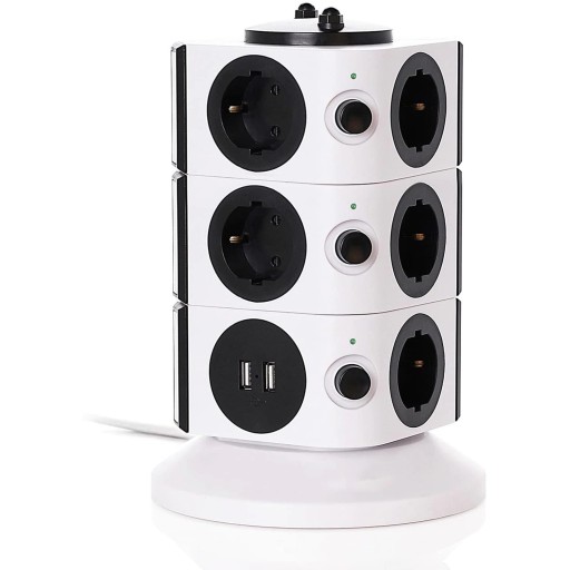 Förlängningssladd 11x uttag, 2x USB 1,8 m