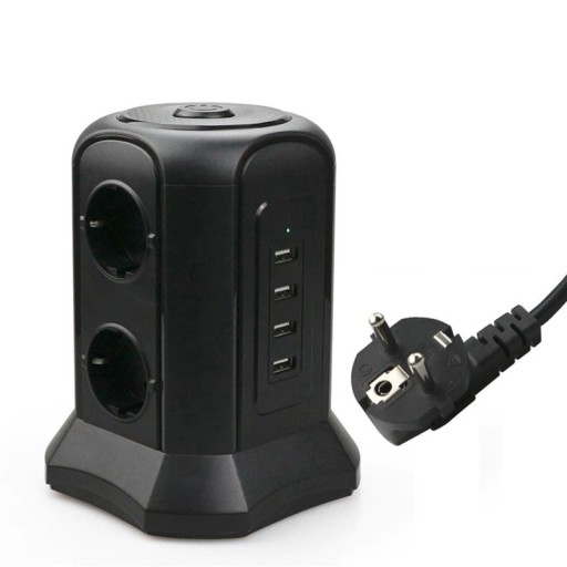Förlängningssladd 6x uttag, 4x USB 2 m