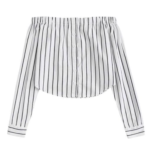 Randig off-shoulder skjorta för kvinnor