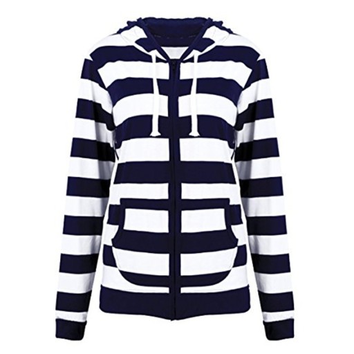 Randig hoodie för dam A33