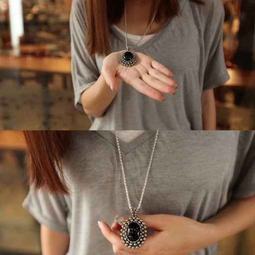 Retro damhalsband - svart