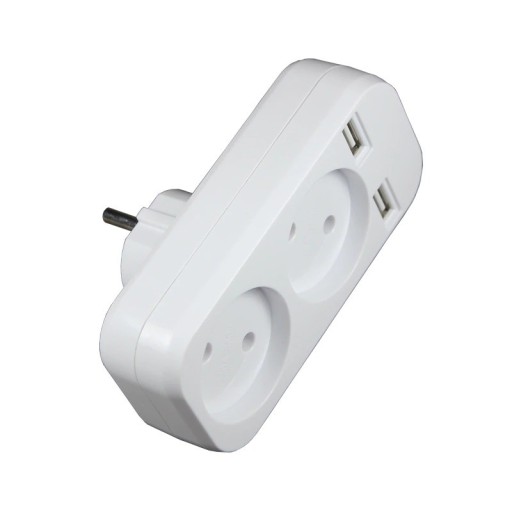 Socket splitter med 2x USB-portar K1117