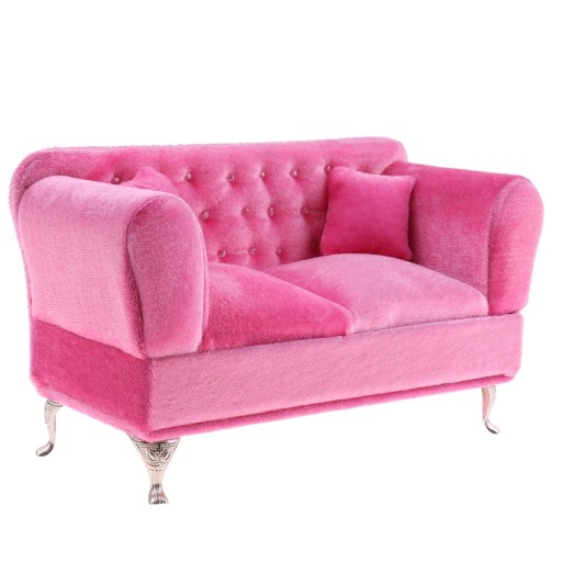 Rosa soffa för en docka