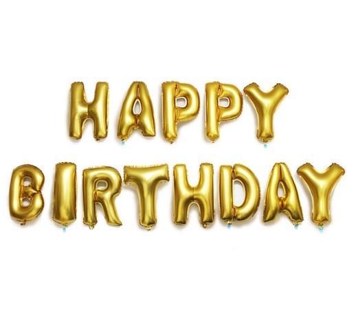 Set med 13 HAPPY BIRTHDAY ballonger - guld