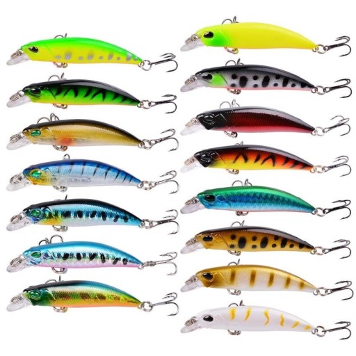 Set med fiskewobblers 6,8 cm 15 st